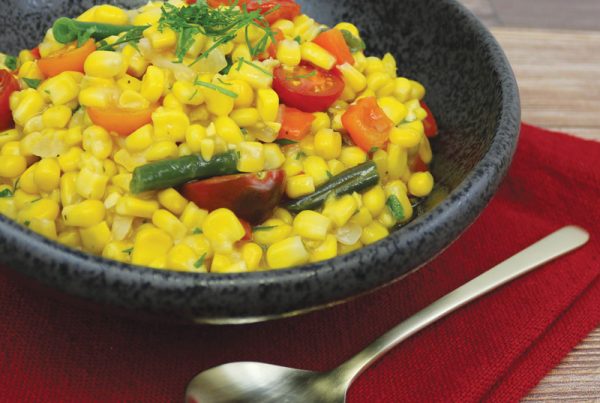 Corn, tomato, green bean succotash